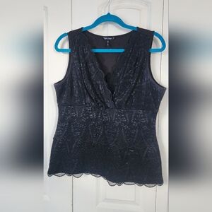 Daisy Fuentes Black Lace V-Neck Blouse